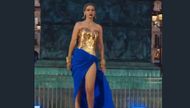 Gigi Hadid wearing Balmian Gown (Image via X/@Balmain)